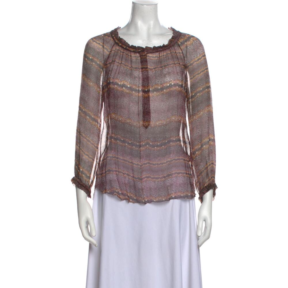 Isabel Marant 'Silk' Pink Round Neck Printed Long Sleeve Blouse Size OS